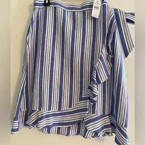 Loft white & blue wrap around cotton skirt size 6